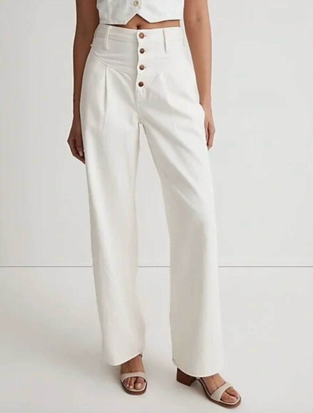 Madewell Superwide-Leg Jeans Vintage Canvas Cream Size 29 High Rise Button-Fly